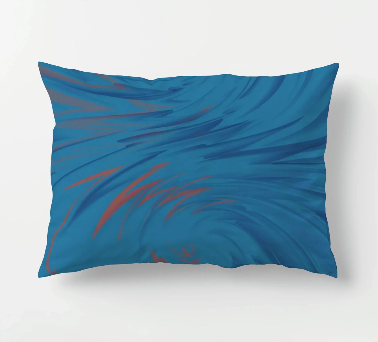 Abstract dynamisch gedraaid patroon in blauw en rood kussen van Something for you