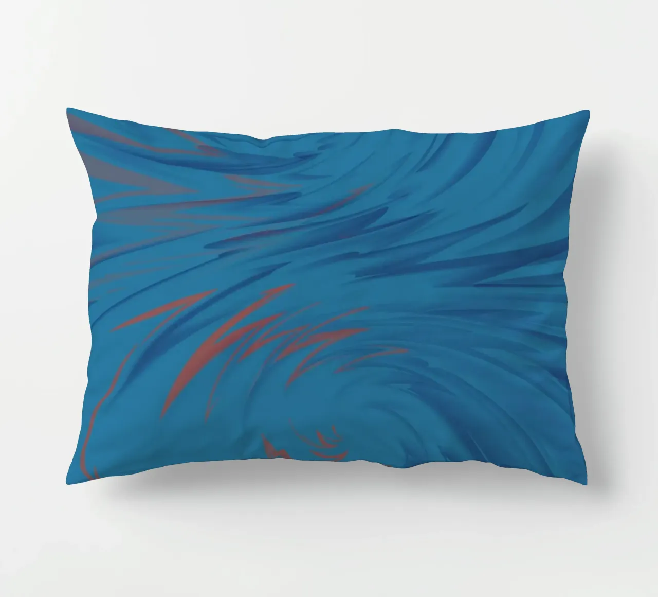 Abstract dynamic twisted pattern in blue and red decorative cushion by Something for you