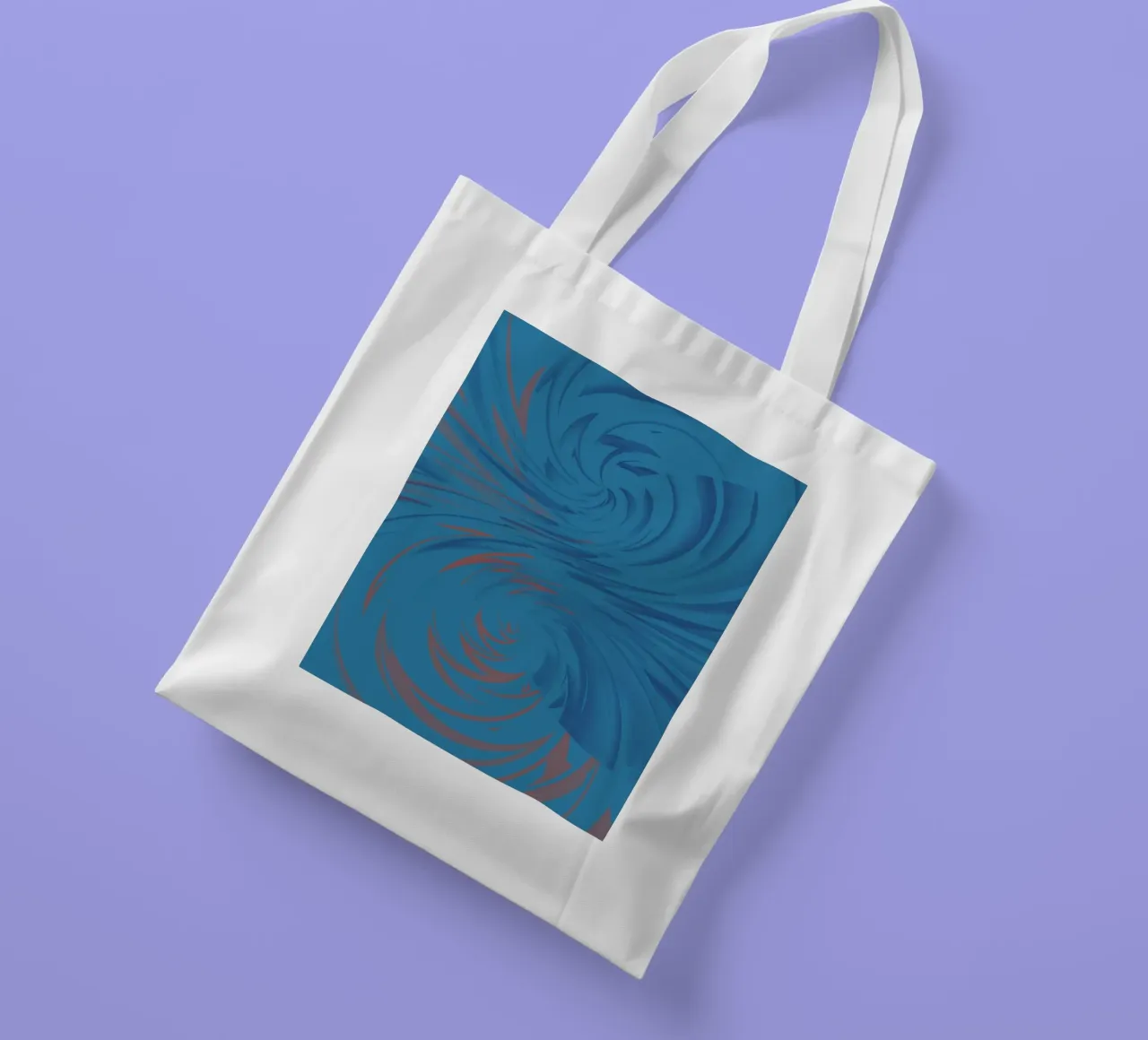 Abstract dynamic twisted pattern in blue and red tote bag by Something for you
