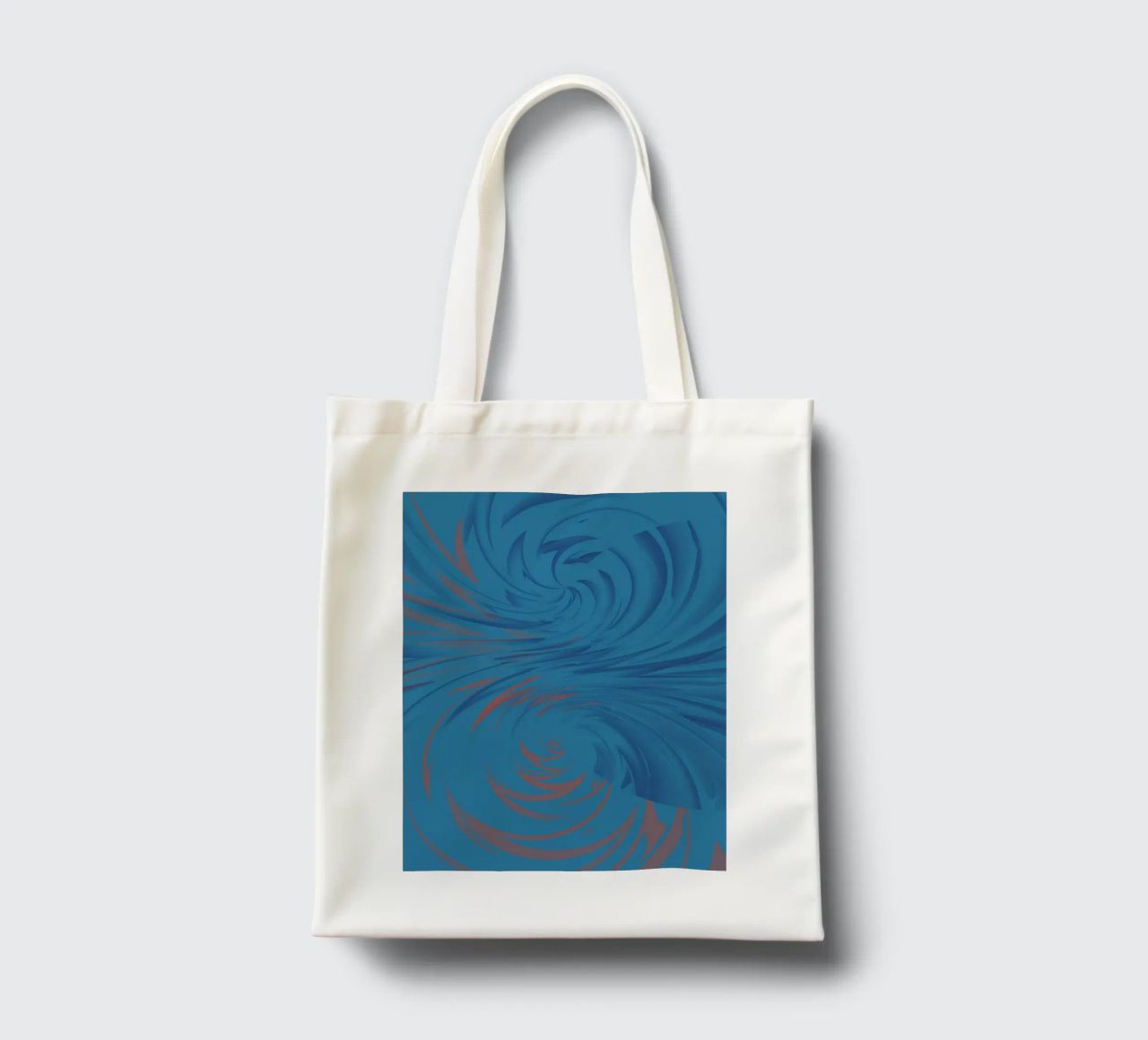 Abstract dynamic twisted pattern in blue and red tote bag by Something for you