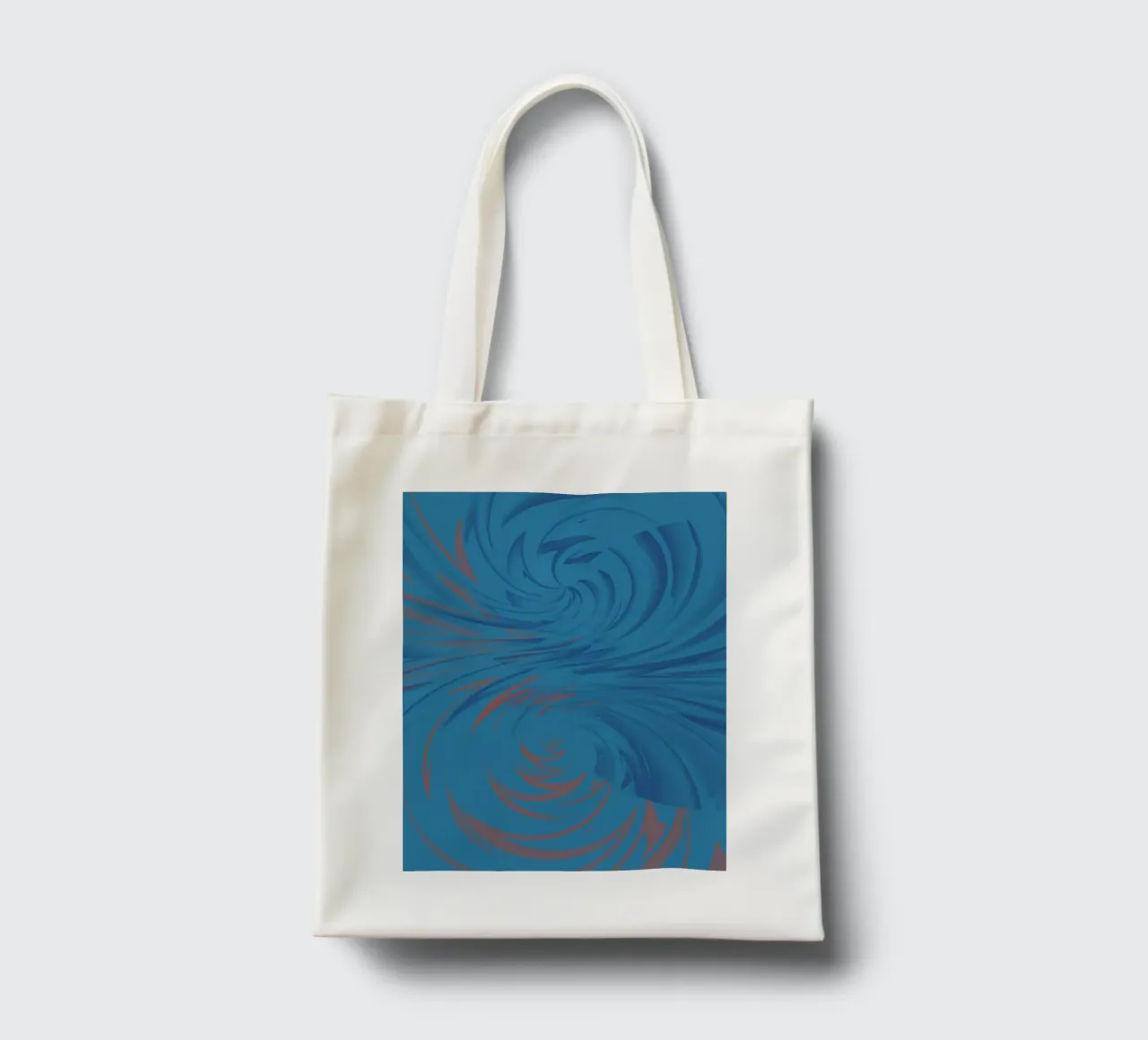 Abstract dynamic twisted pattern in blue and red tote bag by Something for you