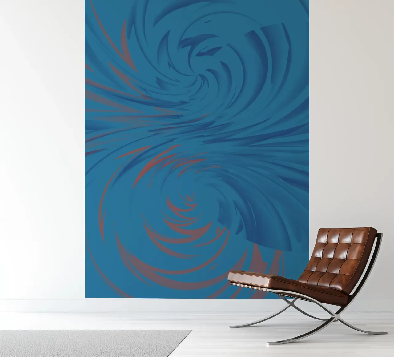 Abstract dynamic twisted pattern in blue and red photo wallpaper by Something for you
