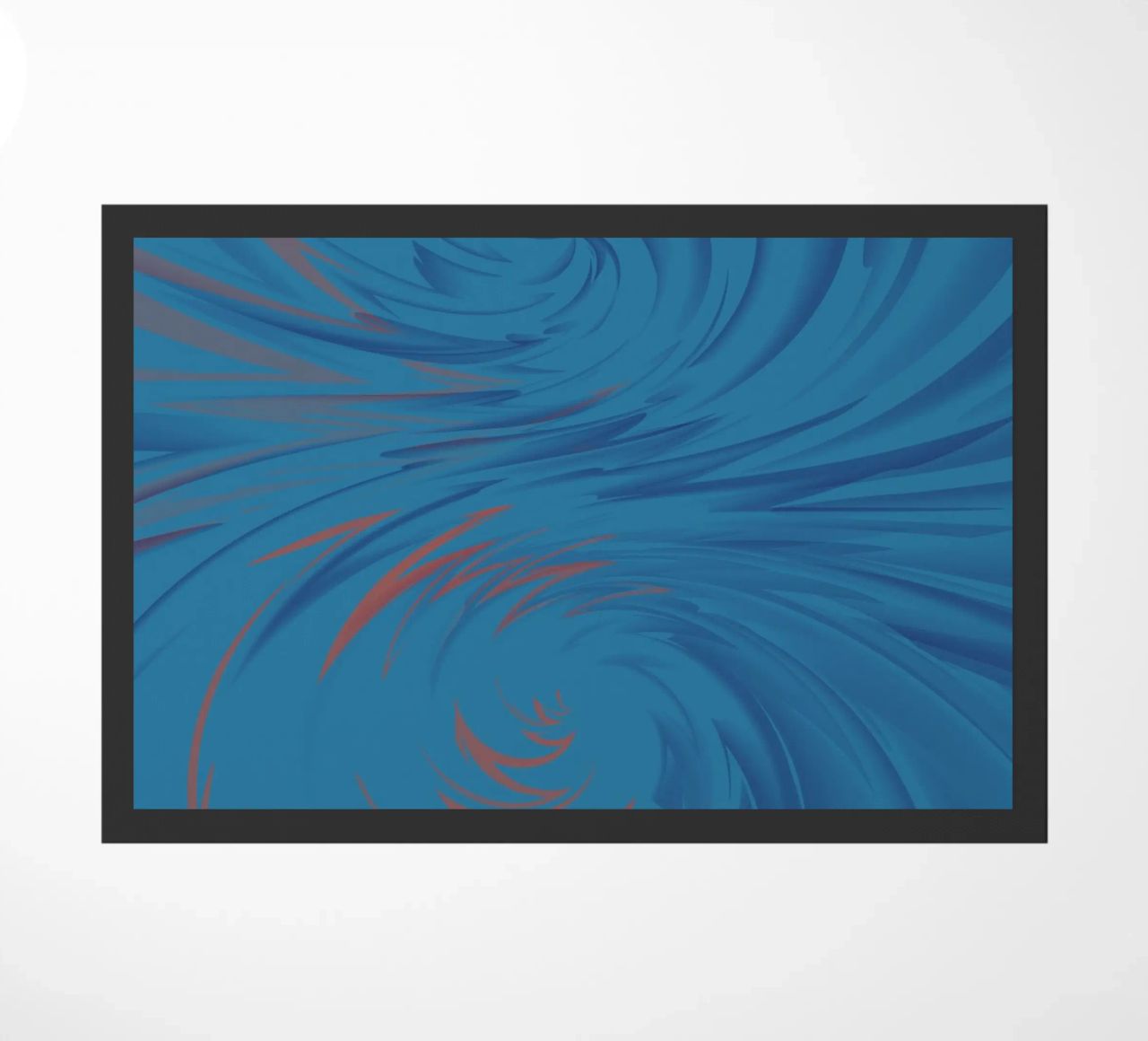 Abstraktes dynamisches gedrehtes Muster in blau und rot Fußmatte von Something for you