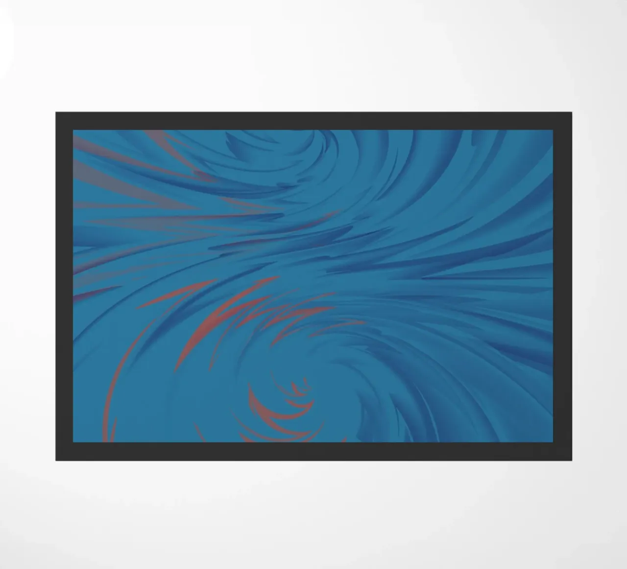 Abstract dynamic twisted pattern in blue and red doormat by Something for you