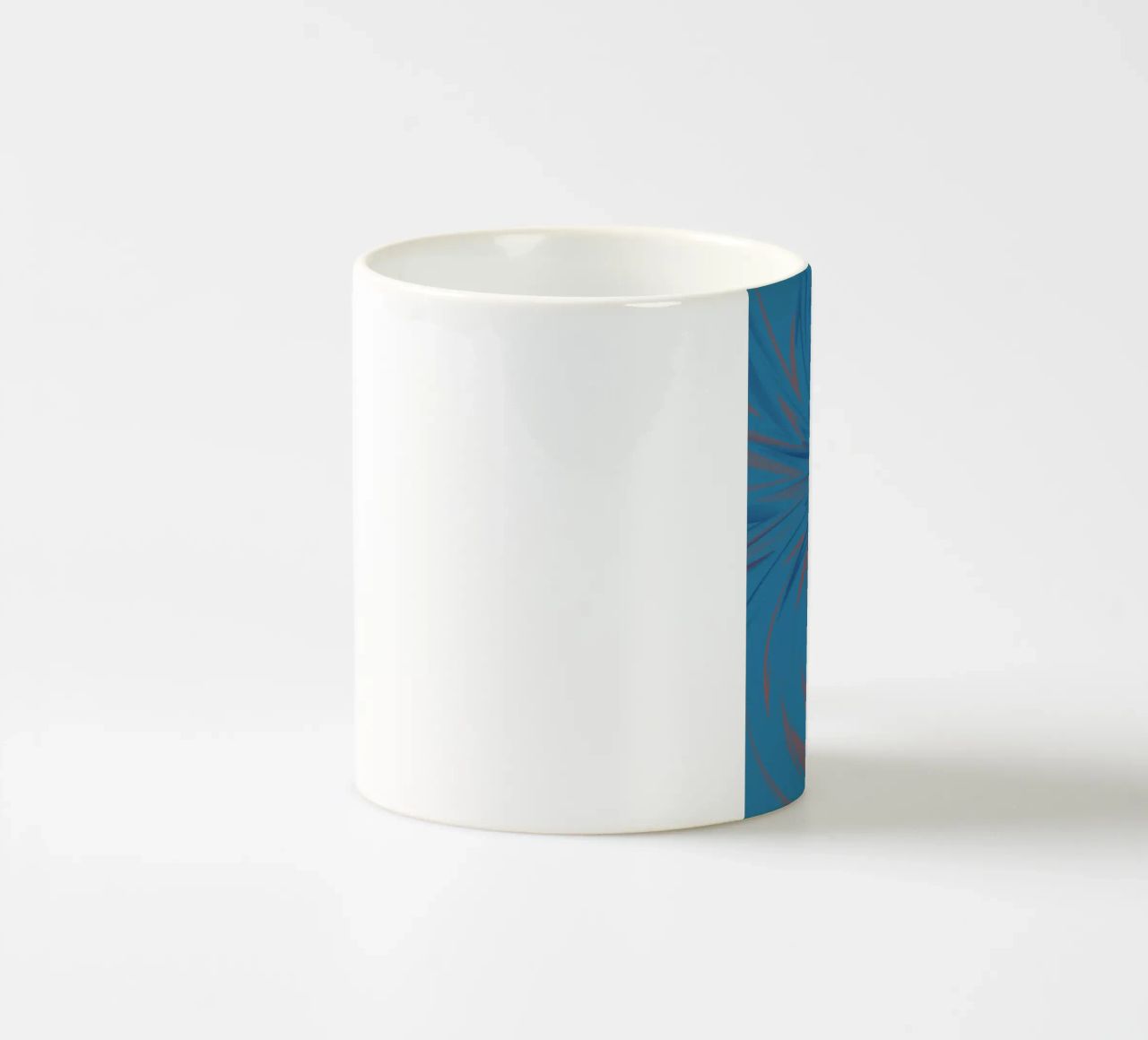 Abstract dynamic twisted pattern in blue and red ceramic mug by Something for you