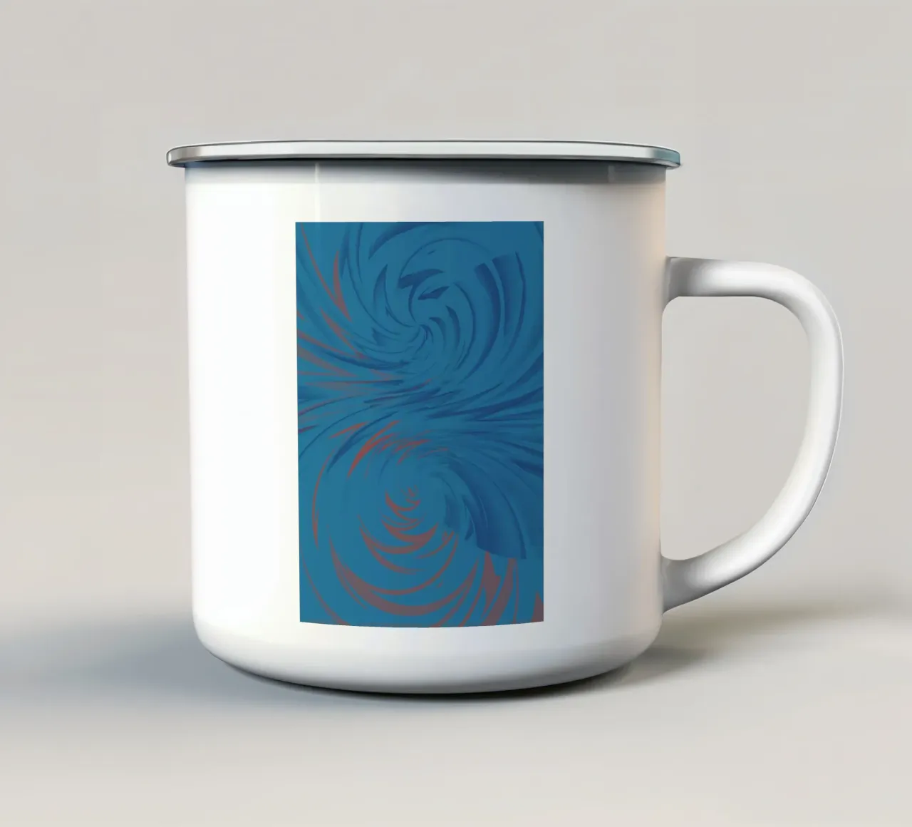 Dibujo abstracto y dinámico en azul y rojo taza de esmalte de Something for you