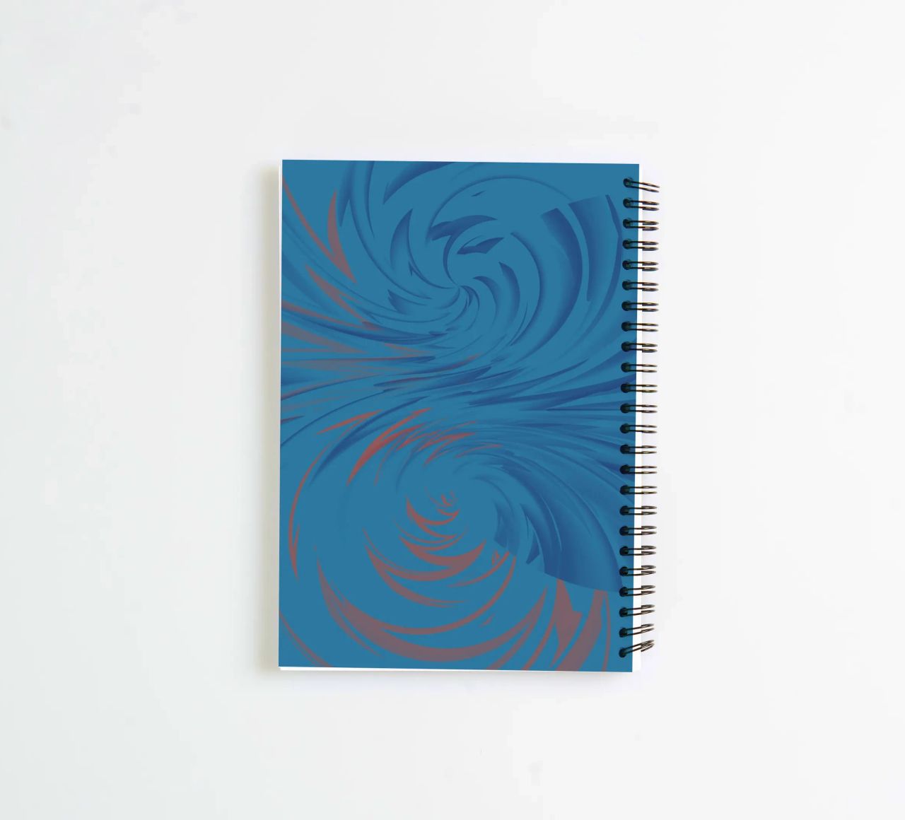 Abstract dynamic twisted pattern in blue and red spiral notebook by Something for you