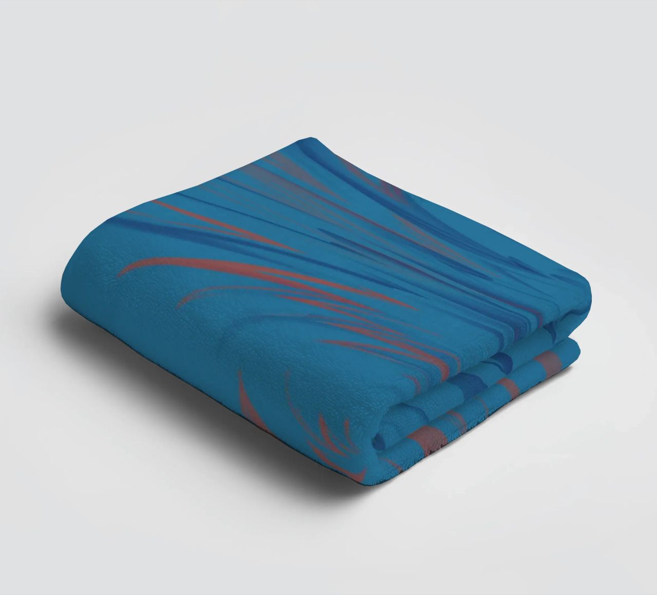 Abstract dynamic twisted pattern in blue and red towel by Something for you