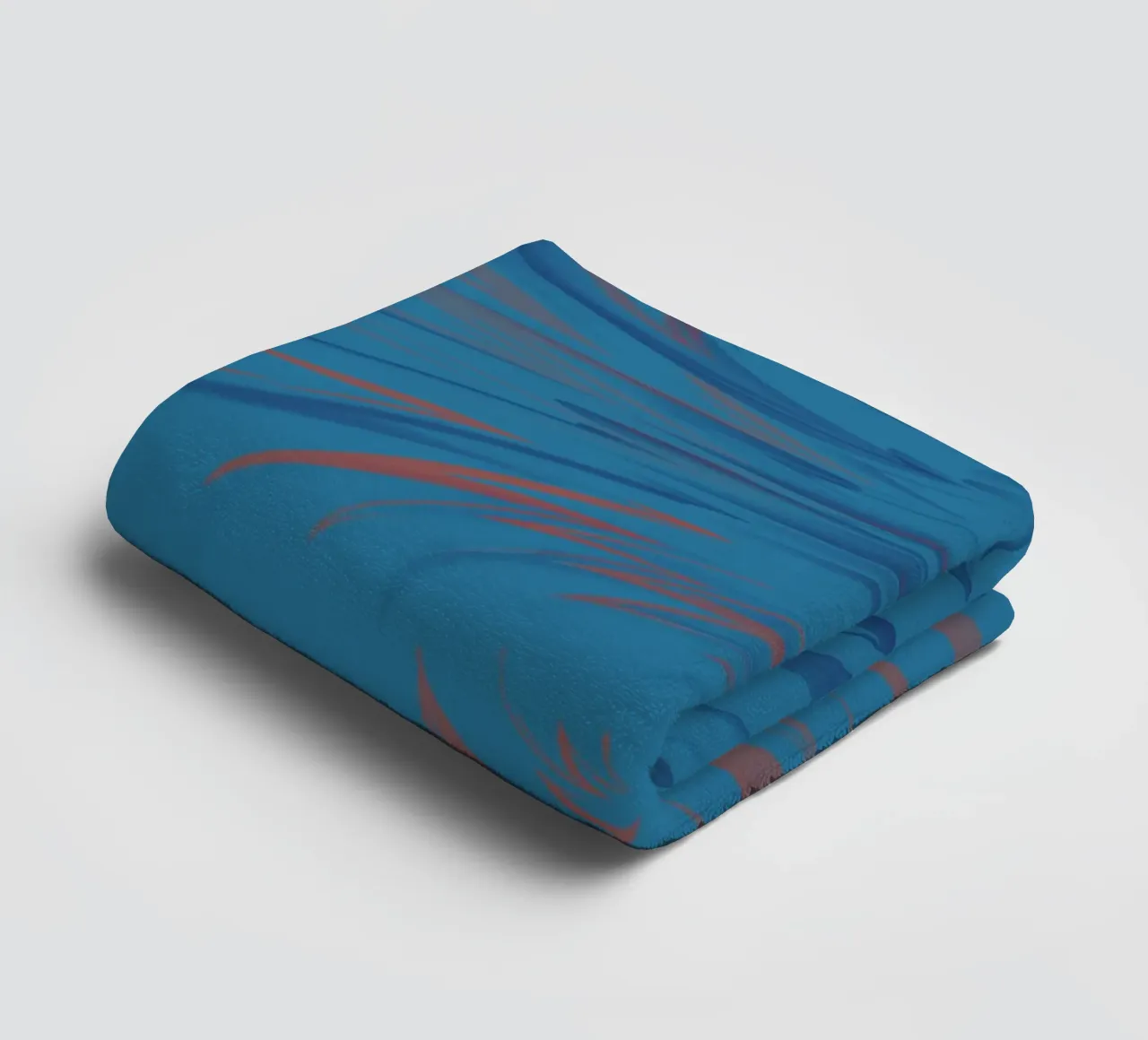Abstract dynamic twisted pattern in blue and red towel by Something for you