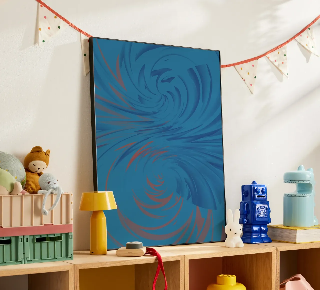 Abstract dynamic twisted pattern in blue and red alu-dibond by Something for you