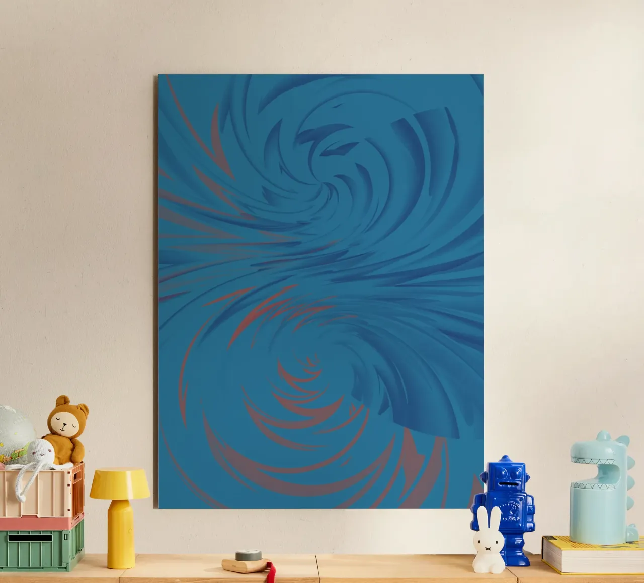 Abstract dynamic twisted pattern in blue and red alu-dibond by Something for you