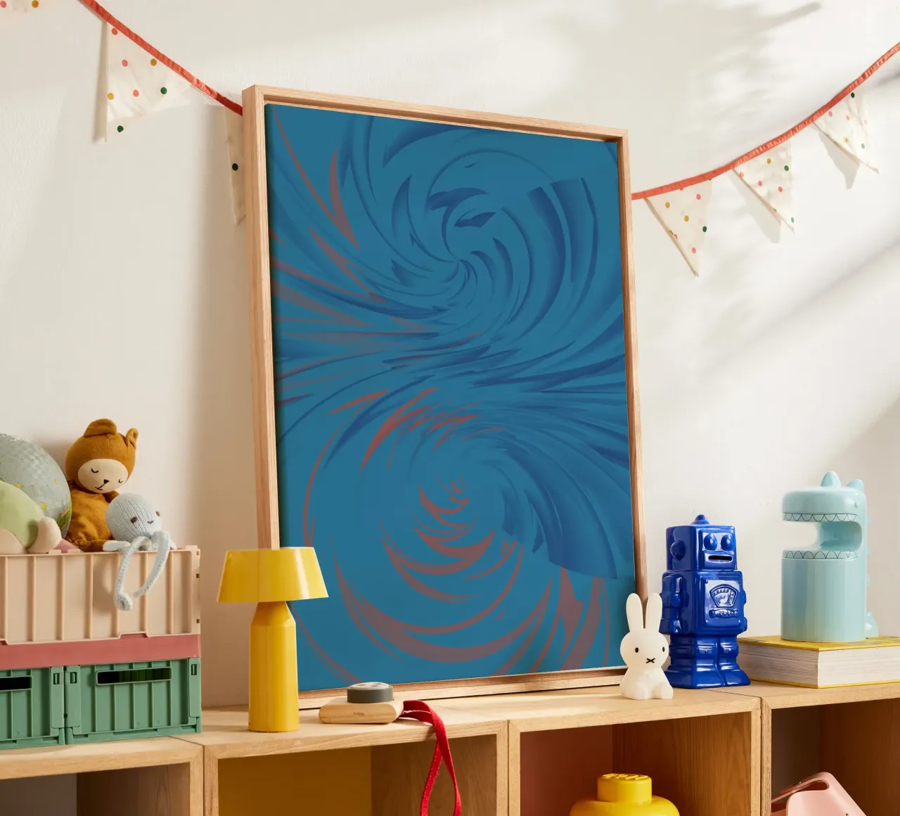 Motif dynamique abstrait torsadé en bleu et rouge toile de Something for you