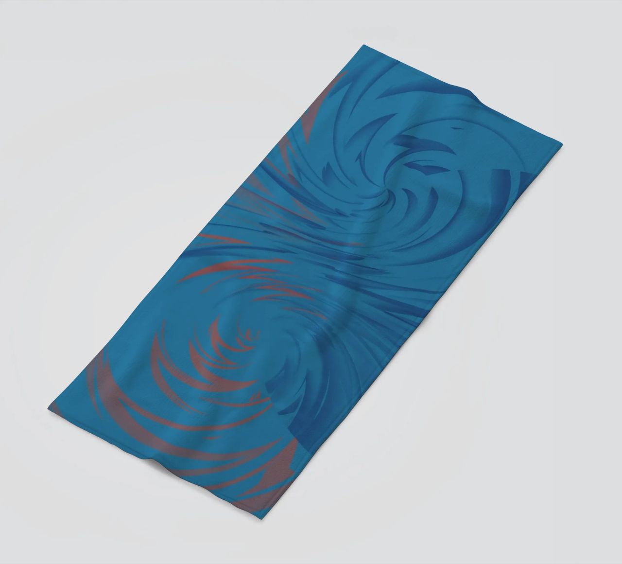 Abstract dynamic twisted pattern in blue and red beach towel by Something for you
