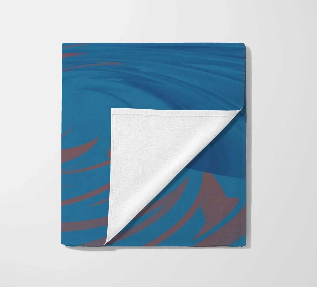 Abstract dynamic twisted pattern in blue and red beach towel by Something for you