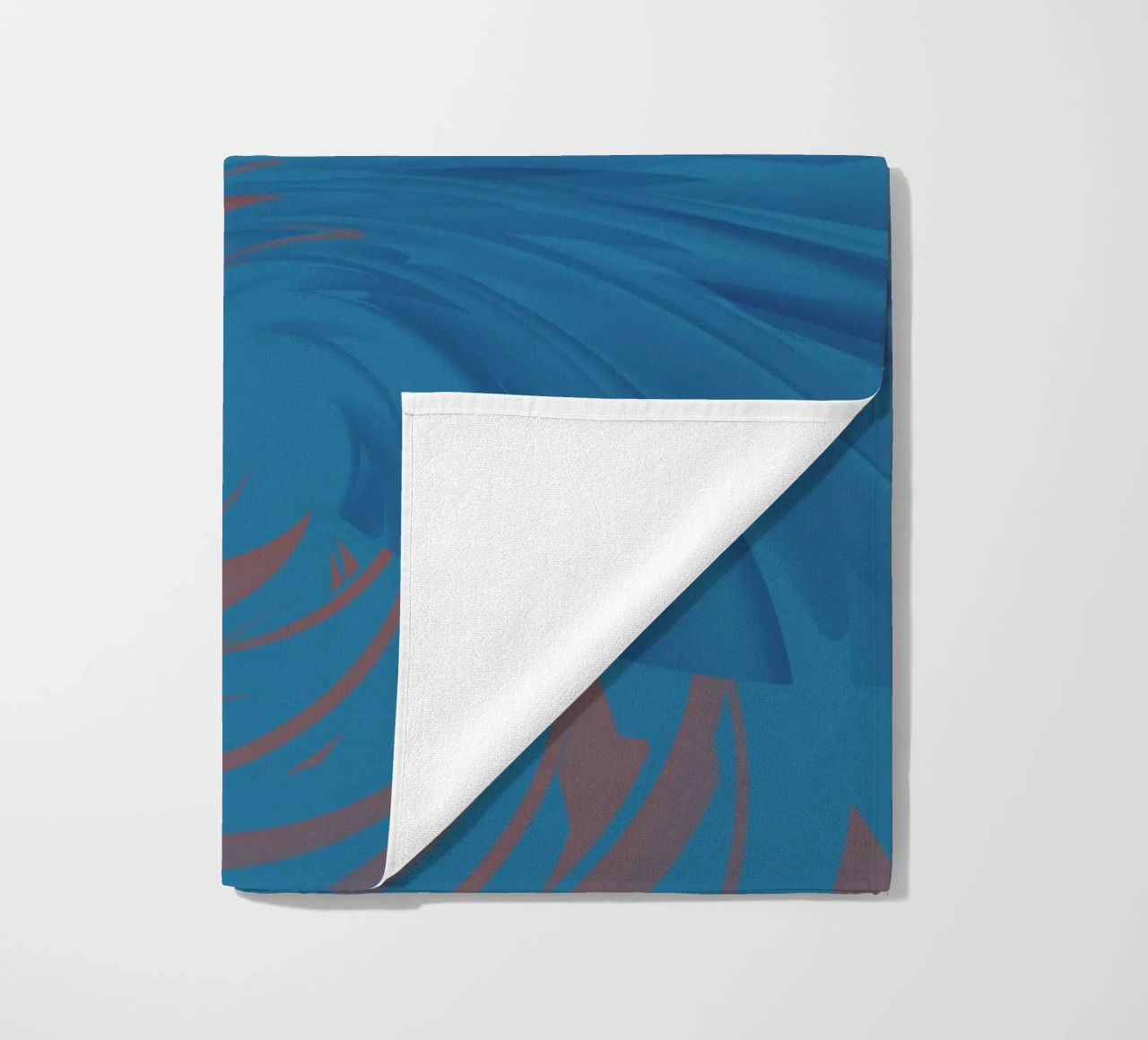 Abstract dynamic twisted pattern in blue and red beach towel by Something for you