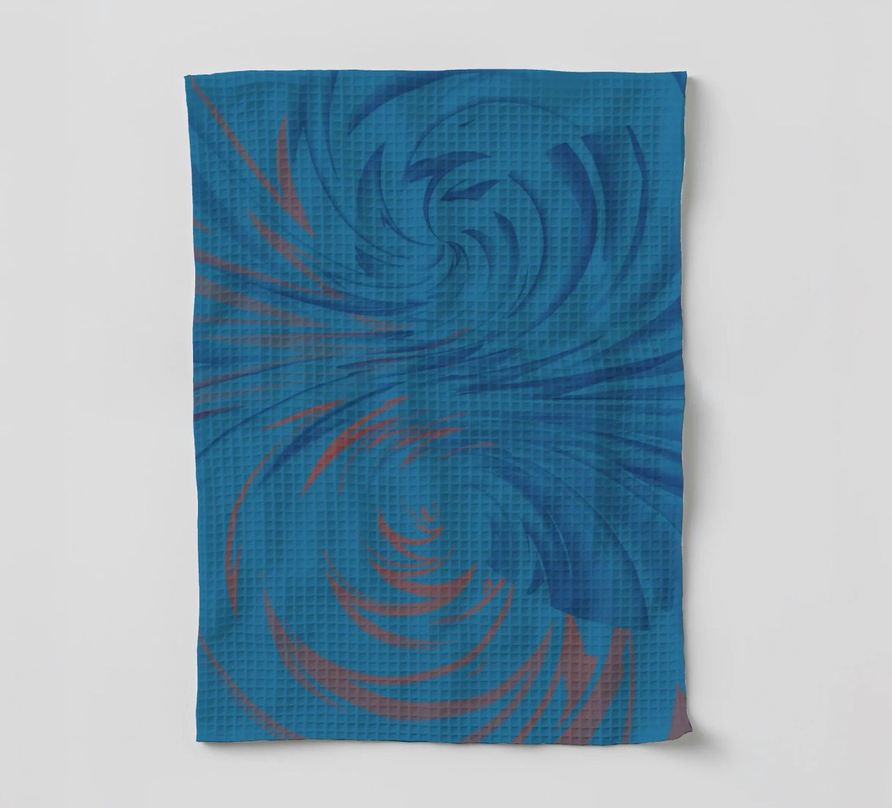Abstract dynamic twisted pattern in blue and red tea towel by Something for you