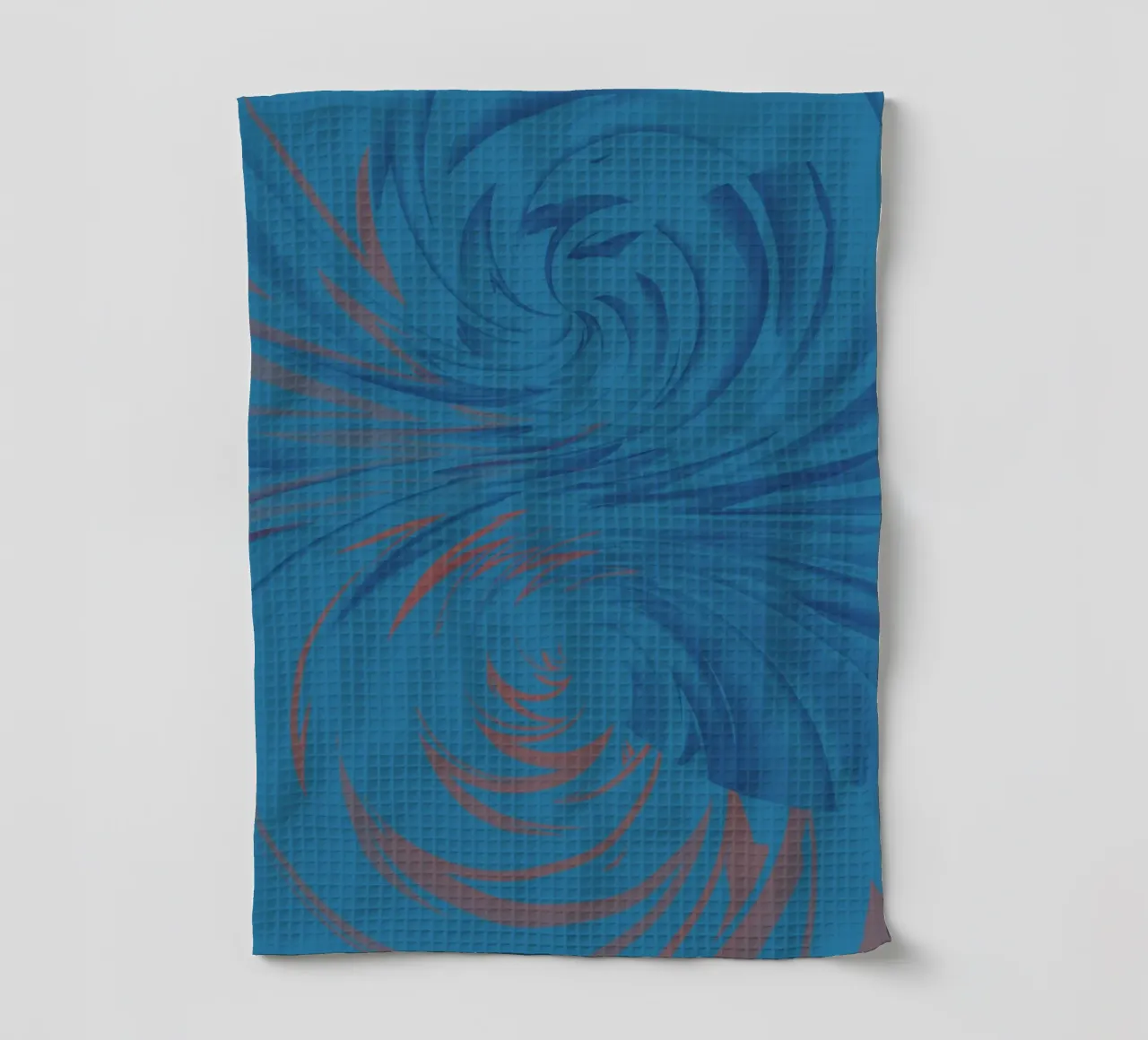 Abstract dynamic twisted pattern in blue and red tea towel by Something for you