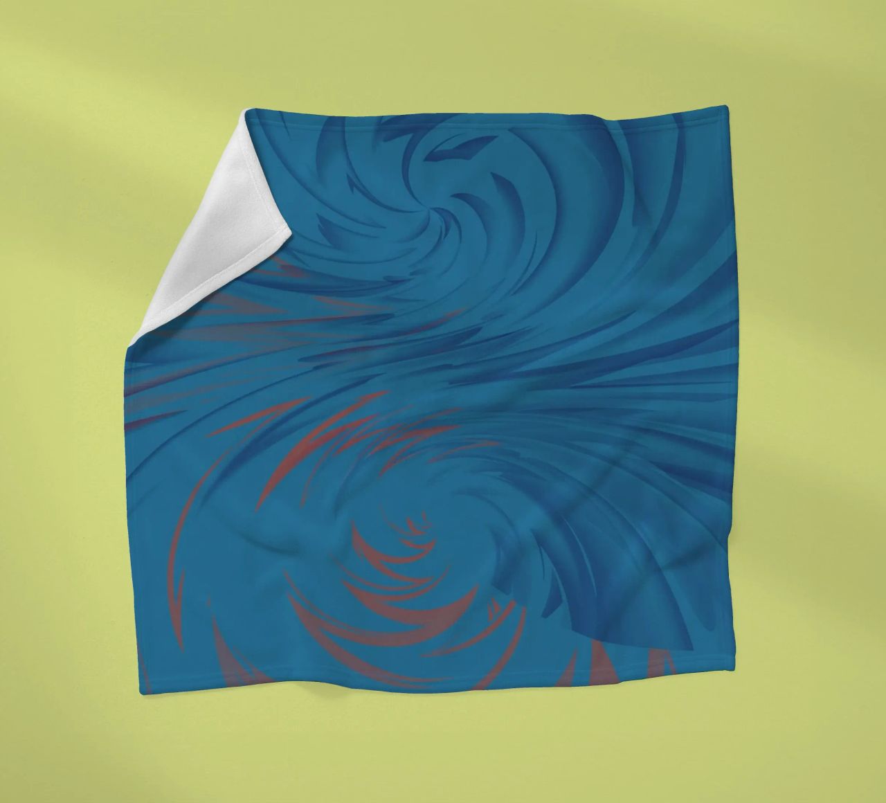 Abstract dynamic twisted pattern in blue and red fleece blanket by Something for you