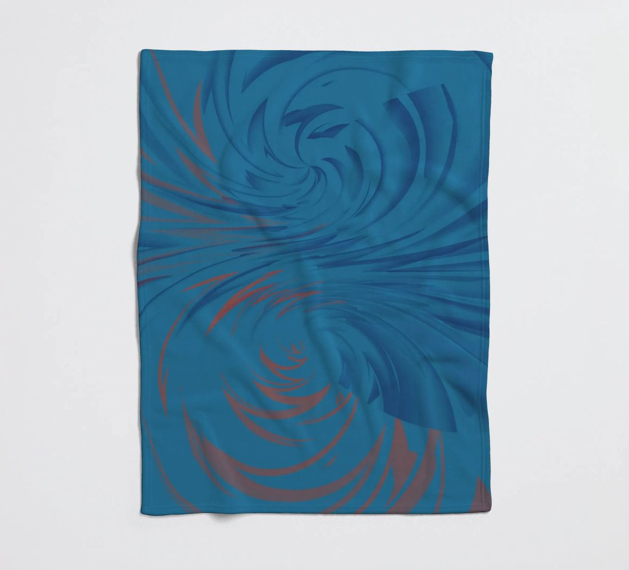 Abstract dynamic twisted pattern in blue and red fleece blanket by Something for you