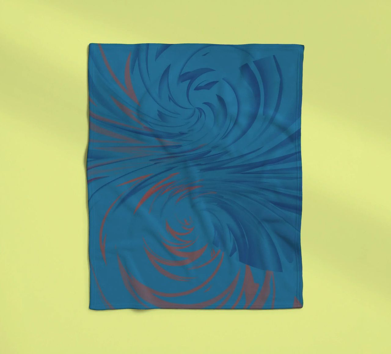 Abstract dynamic twisted pattern in blue and red fleece blanket by Something for you