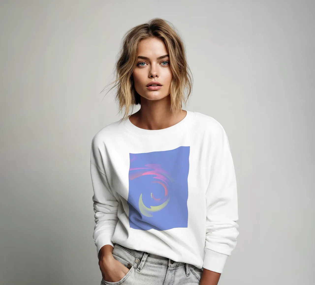 Vortice dinamico astratto in blu, giallo e rosa felpa da Something for you