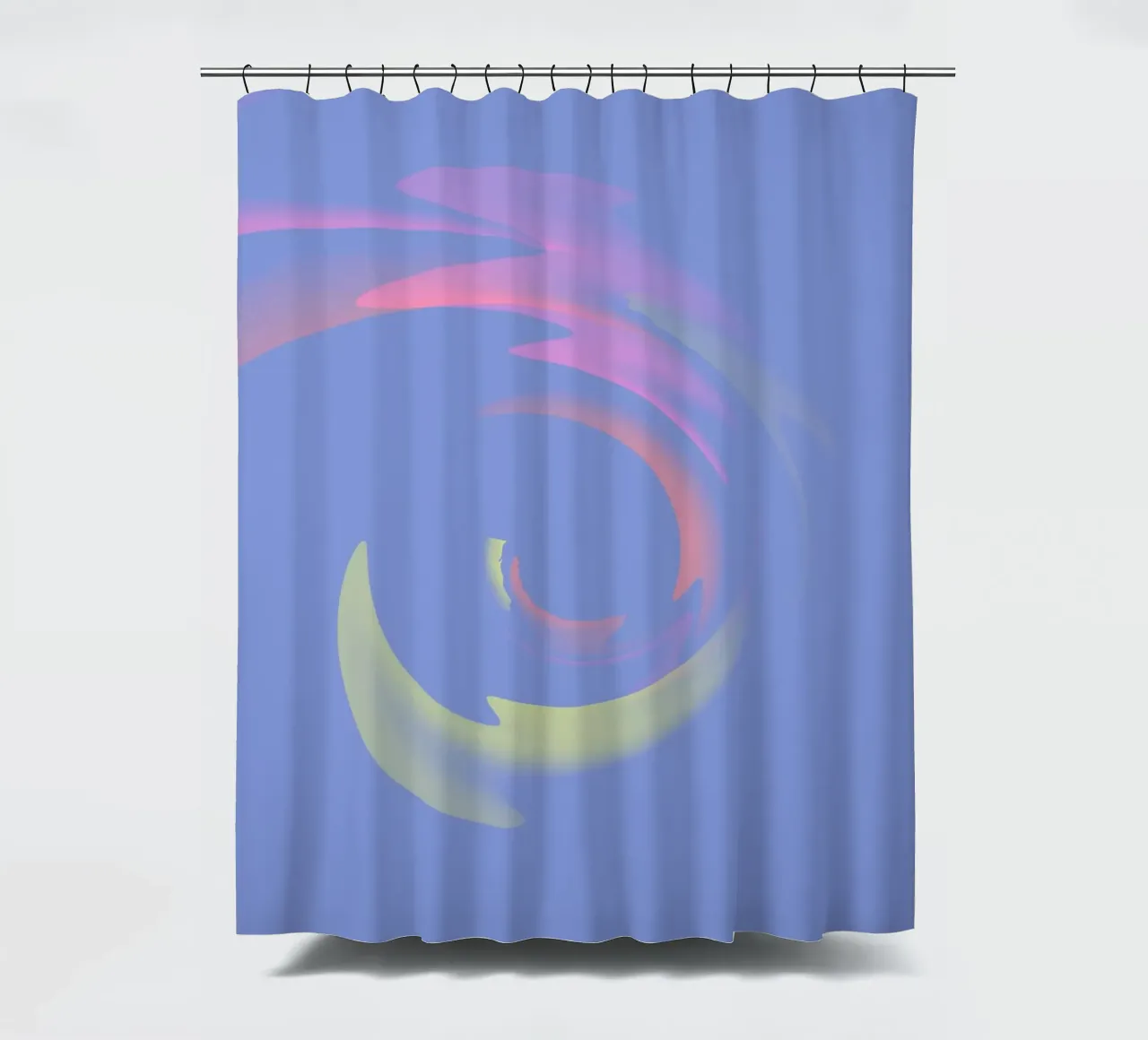 Abstract dynamic swirl in blue, yellow and pink shower curtain by Something for you