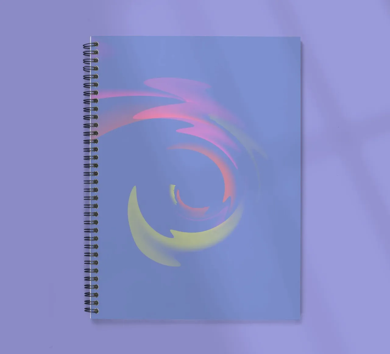 Abstract dynamic swirl in blue, yellow and pink spiral notebook by Something for you