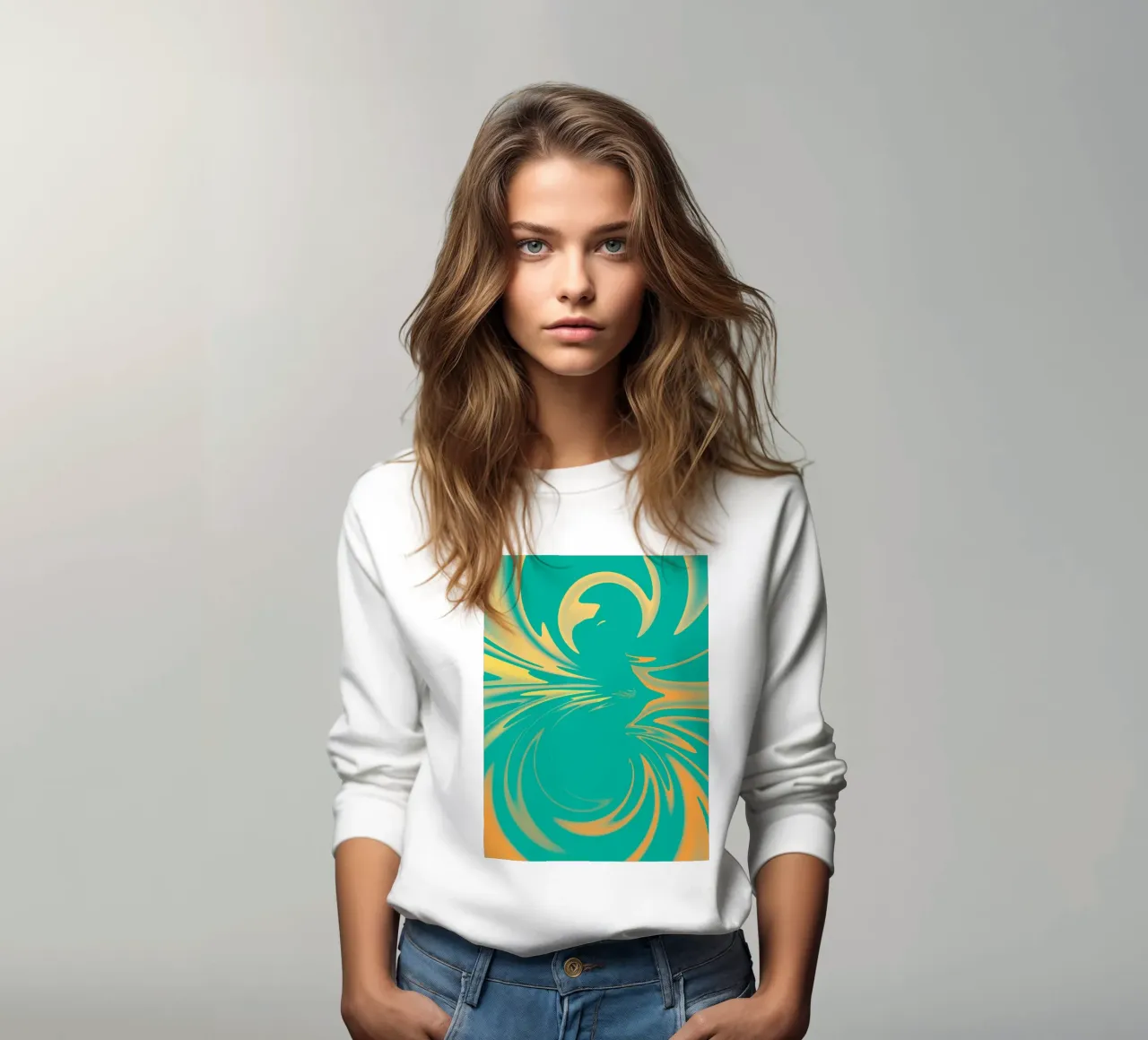 Motif de tourbillon dynamique abstrait en vert, jaune, orange sweat de Something for you