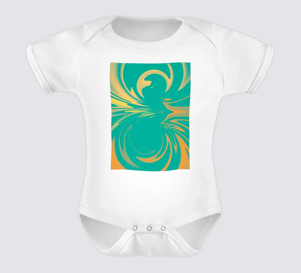 Motif de tourbillon dynamique abstrait en vert, jaune, orange body bébé de Something for you