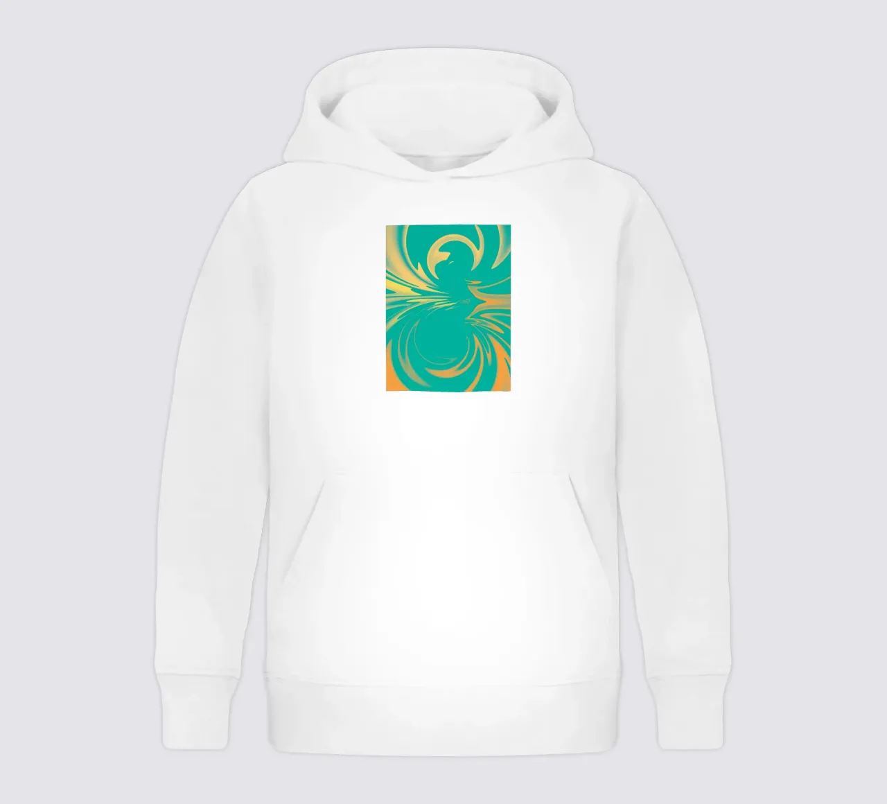 Motivo dinamico astratto a vortice in verde, giallo e arancione felpa bambino con cappuccio da Something for you