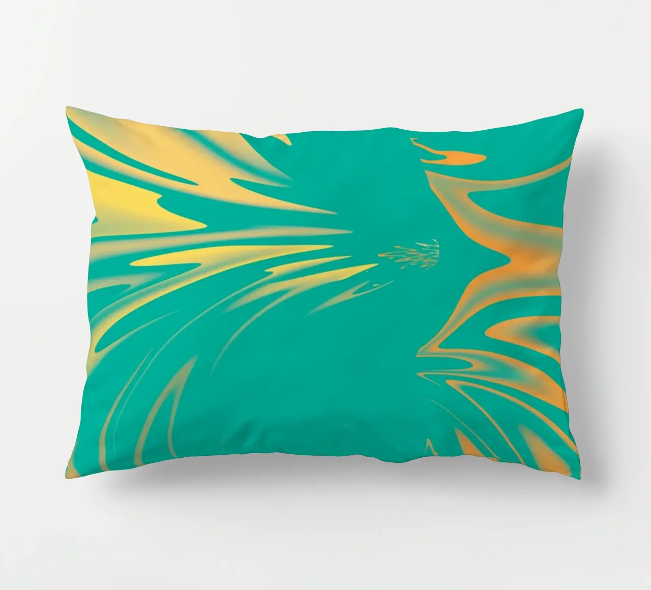 Abstract dynamic swirl pattern in green, yellow, orange decorative cushion by Something for you