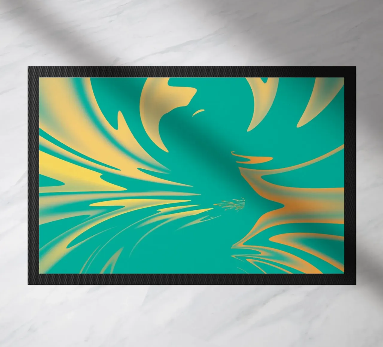 Abstract dynamisch wervelpatroon in groen, geel, oranje deurmat van Something for you