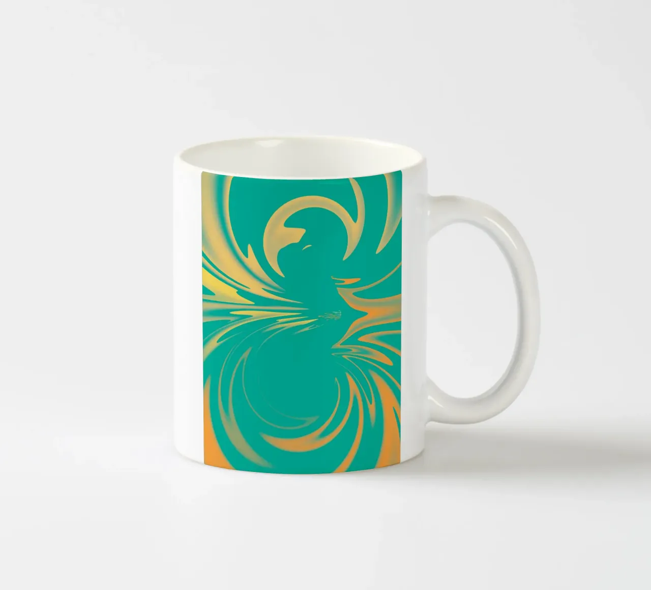 Motif de tourbillon dynamique abstrait en vert, jaune, orange mug en céramique de Something for you