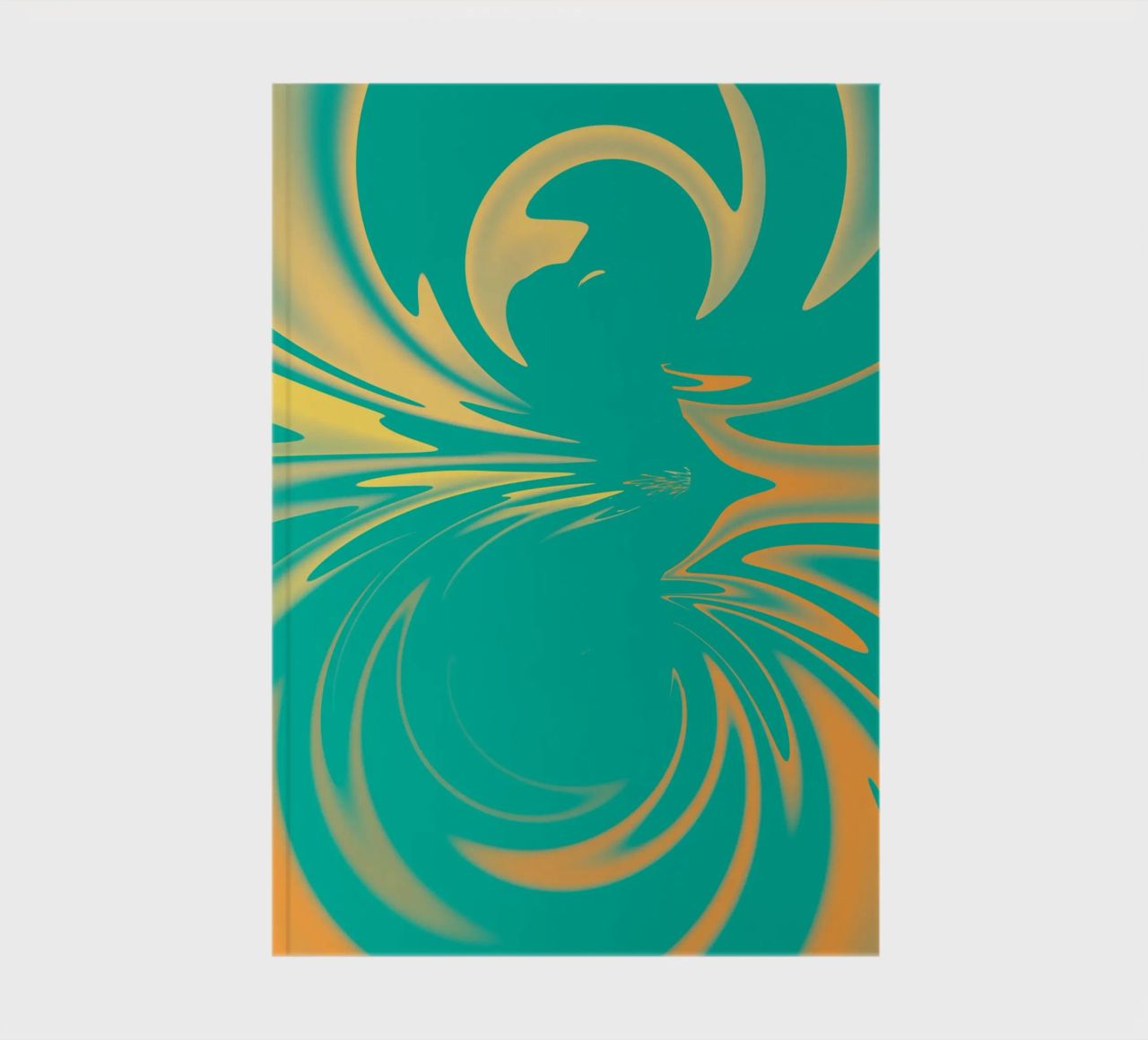 Abstract dynamic swirl pattern in green, yellow, orange notebook by Something for you
