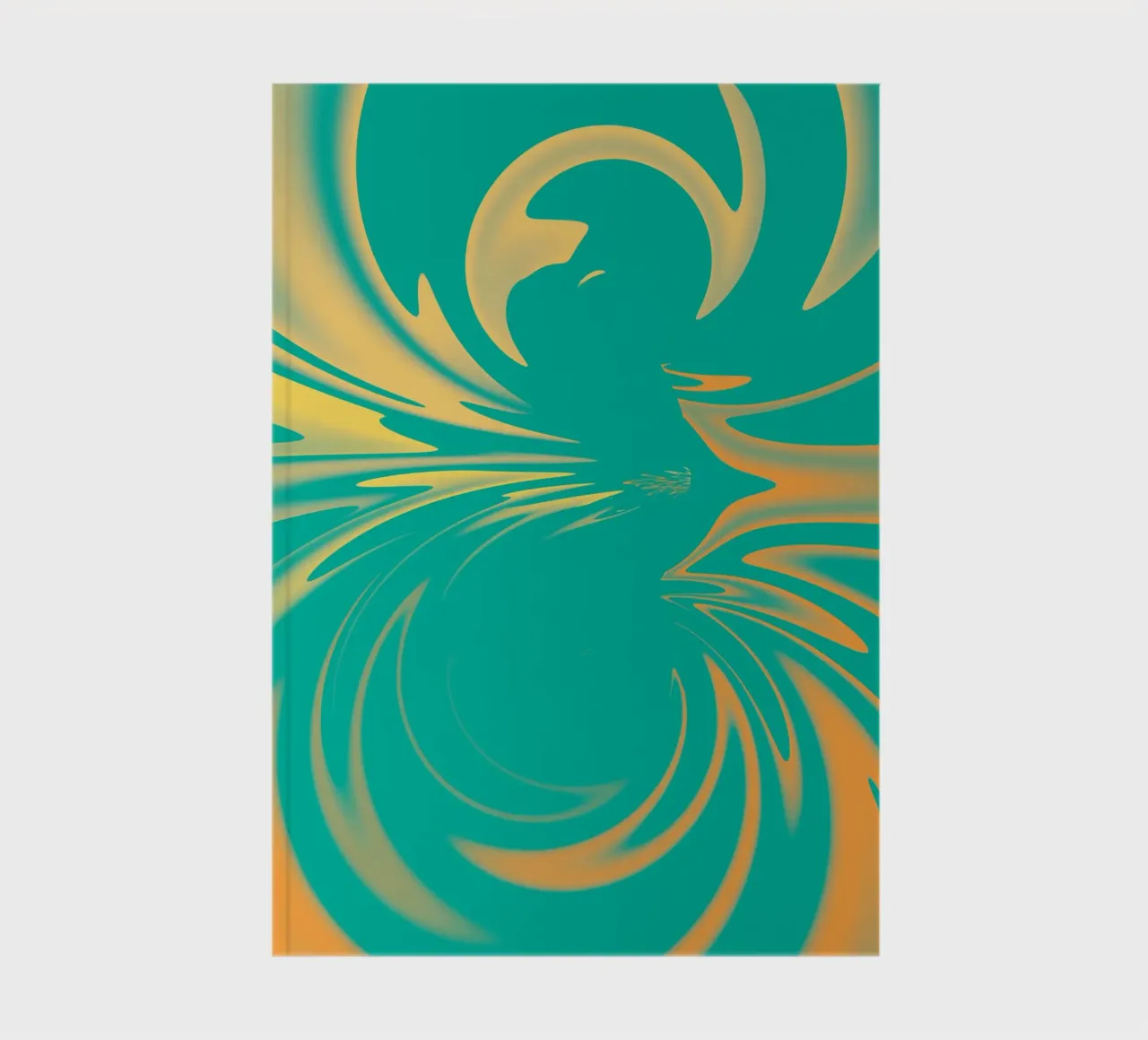 Abstraktes dynamisches Wirbel Muster in Grün, Gelb, Orange Notizbuch von Something for you