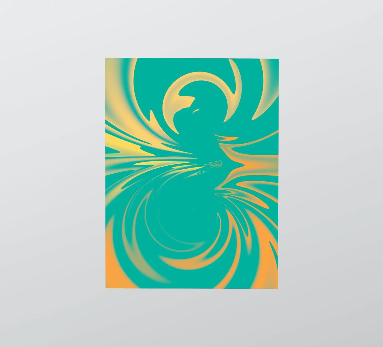 Motivo dinamico astratto a vortice in verde, giallo e arancione adesivo da Something for you