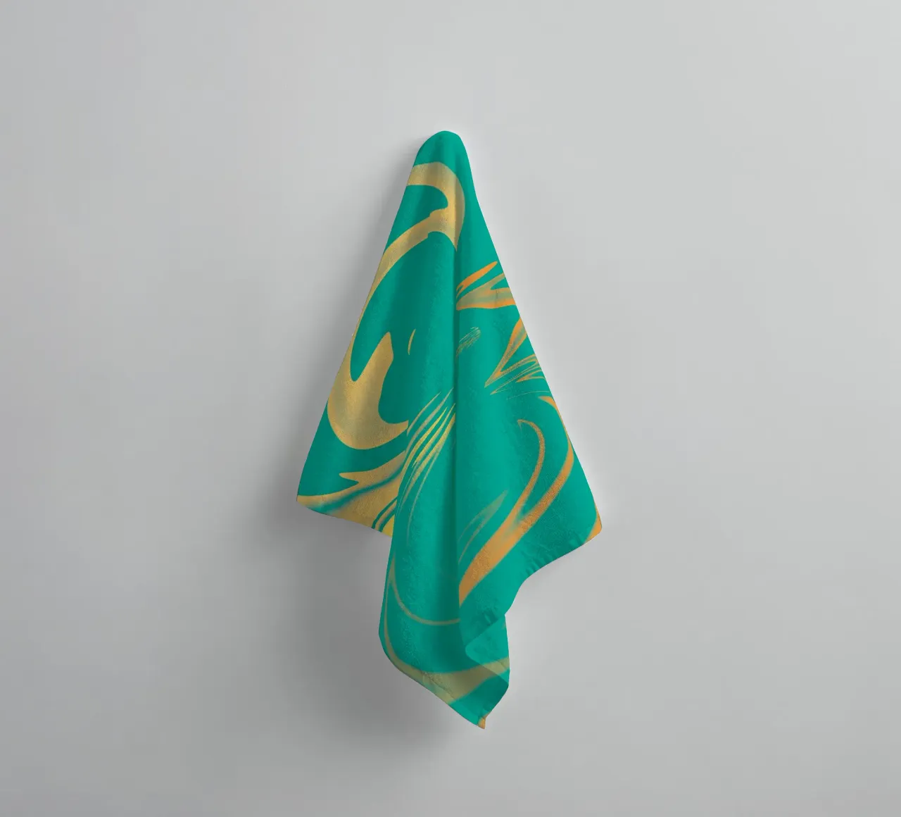 Abstract dynamic swirl pattern in green, yellow, orange towel by Something for you