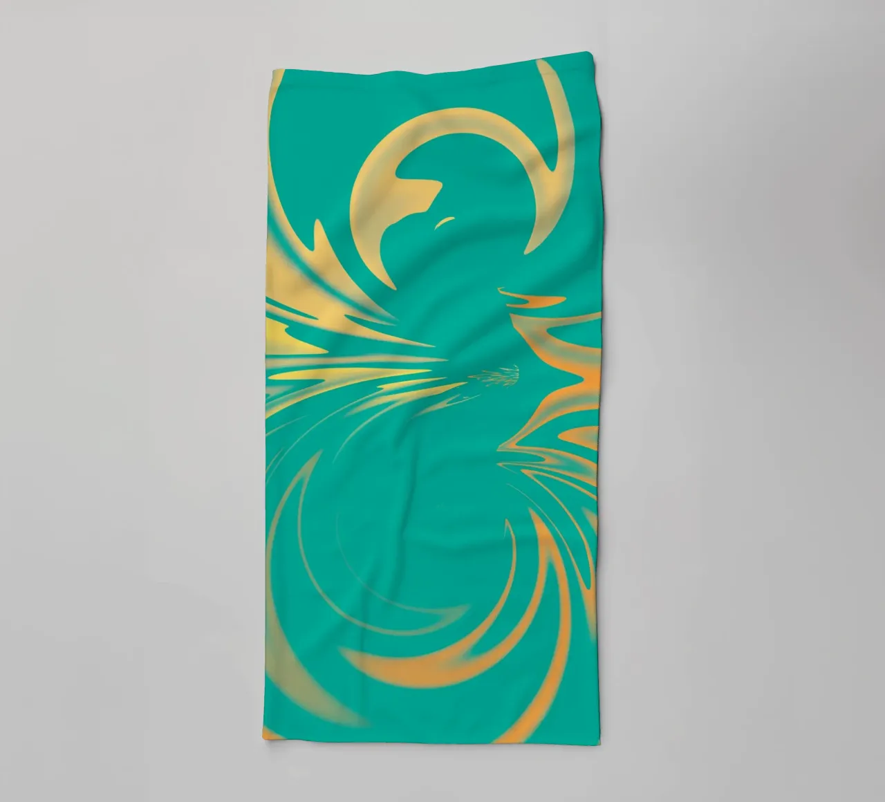 Abstract dynamic swirl pattern in green, yellow, orange towel by Something for you