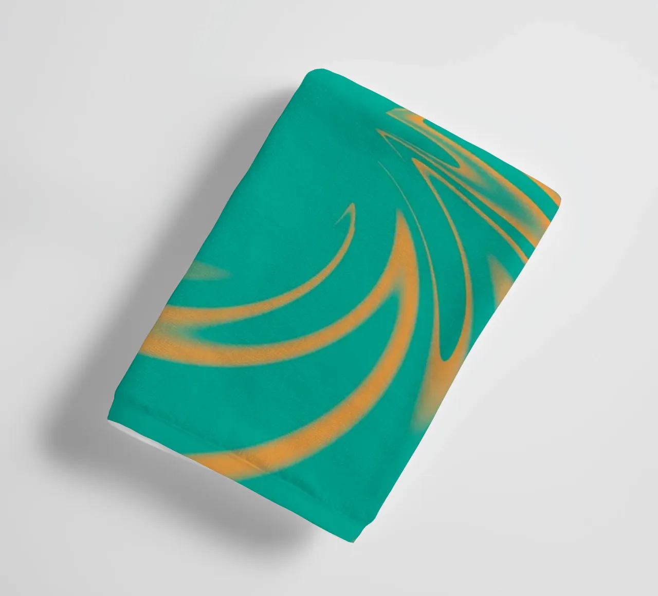 Abstract dynamic swirl pattern in green, yellow, orange towel by Something for you
