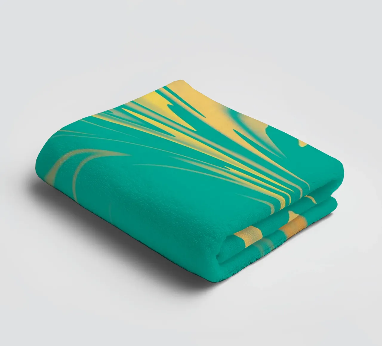 Abstract dynamic swirl pattern in green, yellow, orange towel by Something for you