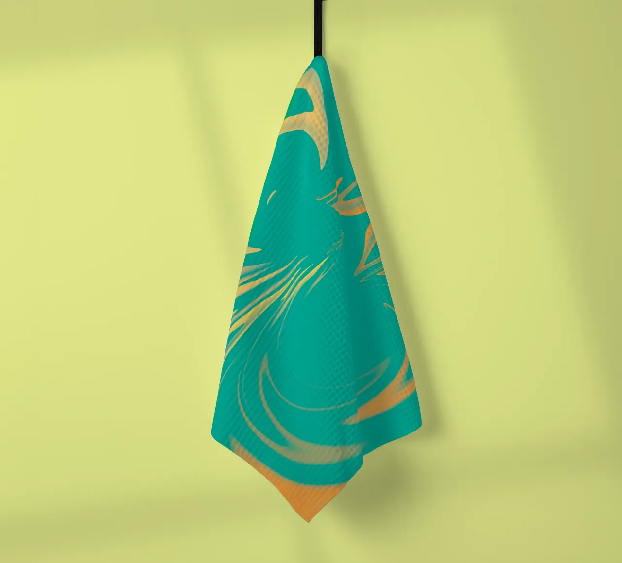 Motif de tourbillon dynamique abstrait en vert, jaune, orange torchon de Something for you