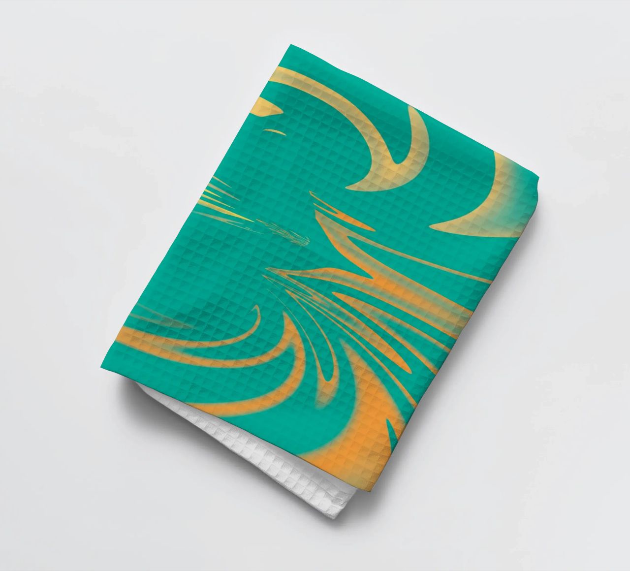 Motif de tourbillon dynamique abstrait en vert, jaune, orange torchon de Something for you