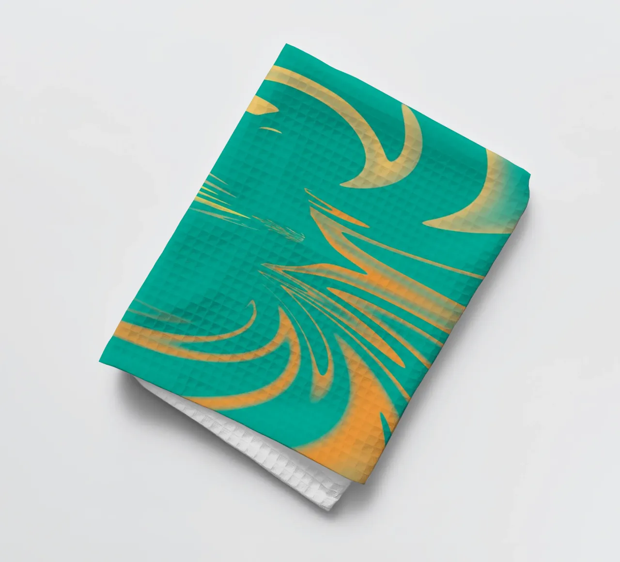 Motif de tourbillon dynamique abstrait en vert, jaune, orange torchon de Something for you