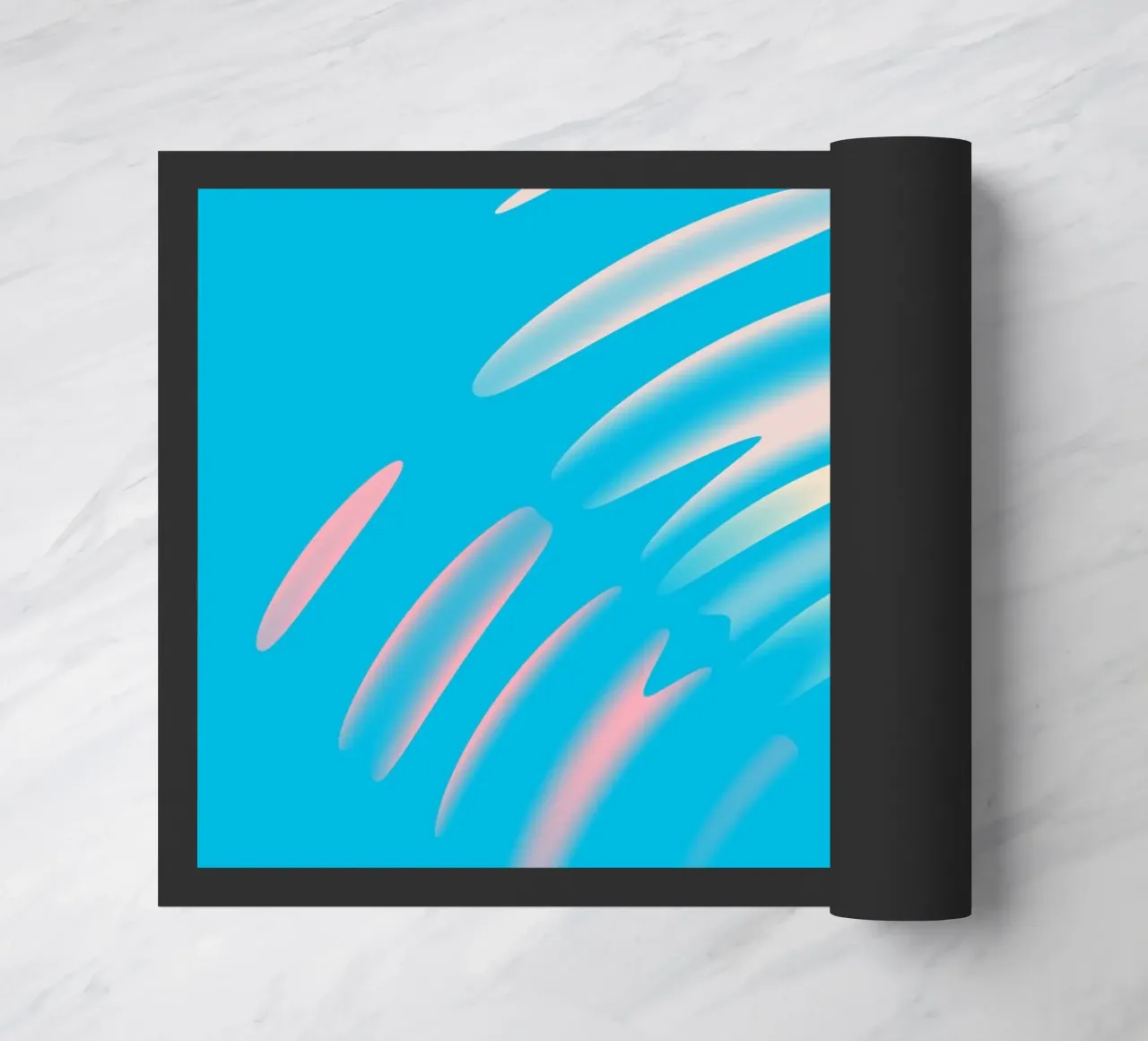 Abstraktes dynamisches Wellen Muster in Blau, Weiß, Pink Fußmatte von Something for you