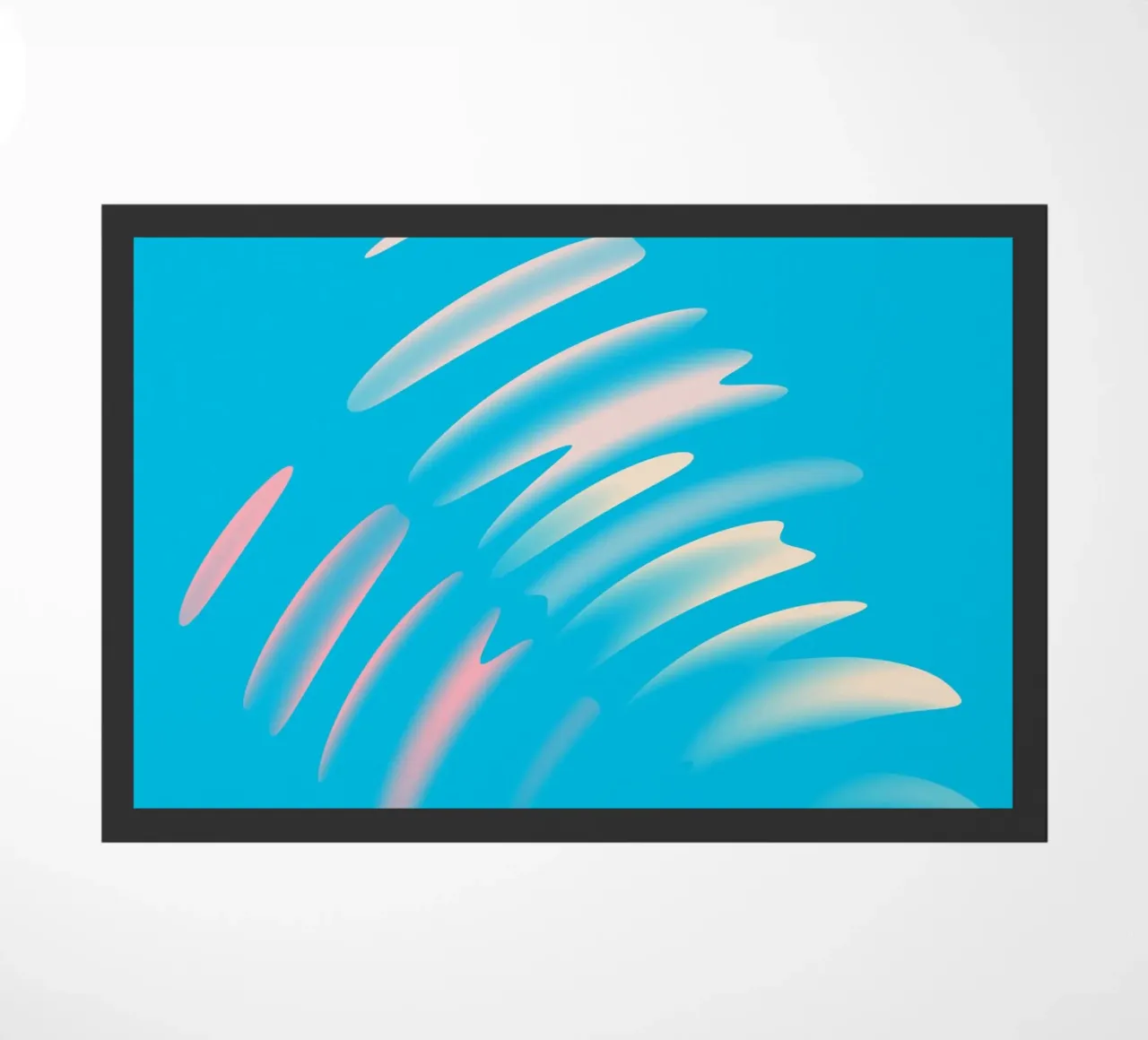 Abstraktes dynamisches Wellen Muster in Blau, Weiß, Pink Fußmatte von Something for you