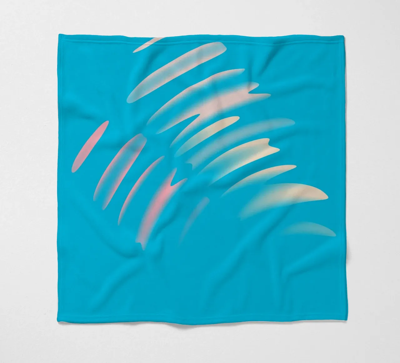 Abstract dynamic wave pattern in blue, white, pink fleece blanket by Something for you