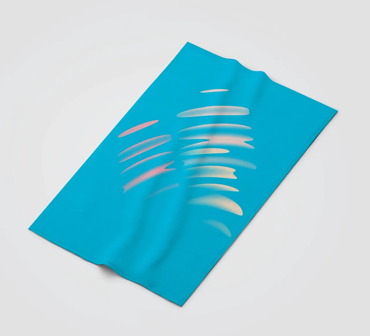 Abstract dynamic wave pattern in blue, white, pink fleece blanket by Something for you