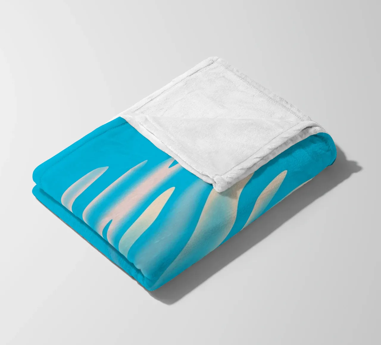 Abstract dynamic wave pattern in blue, white, pink fleece blanket by Something for you