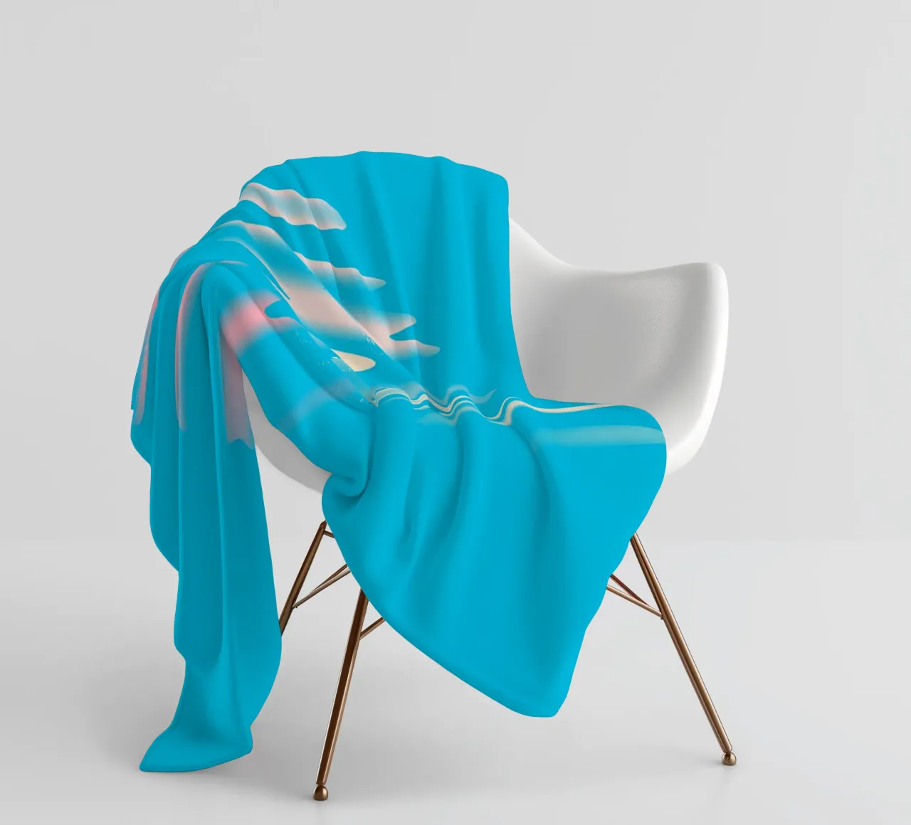 Abstract dynamic wave pattern in blue, white, pink fleece blanket by Something for you