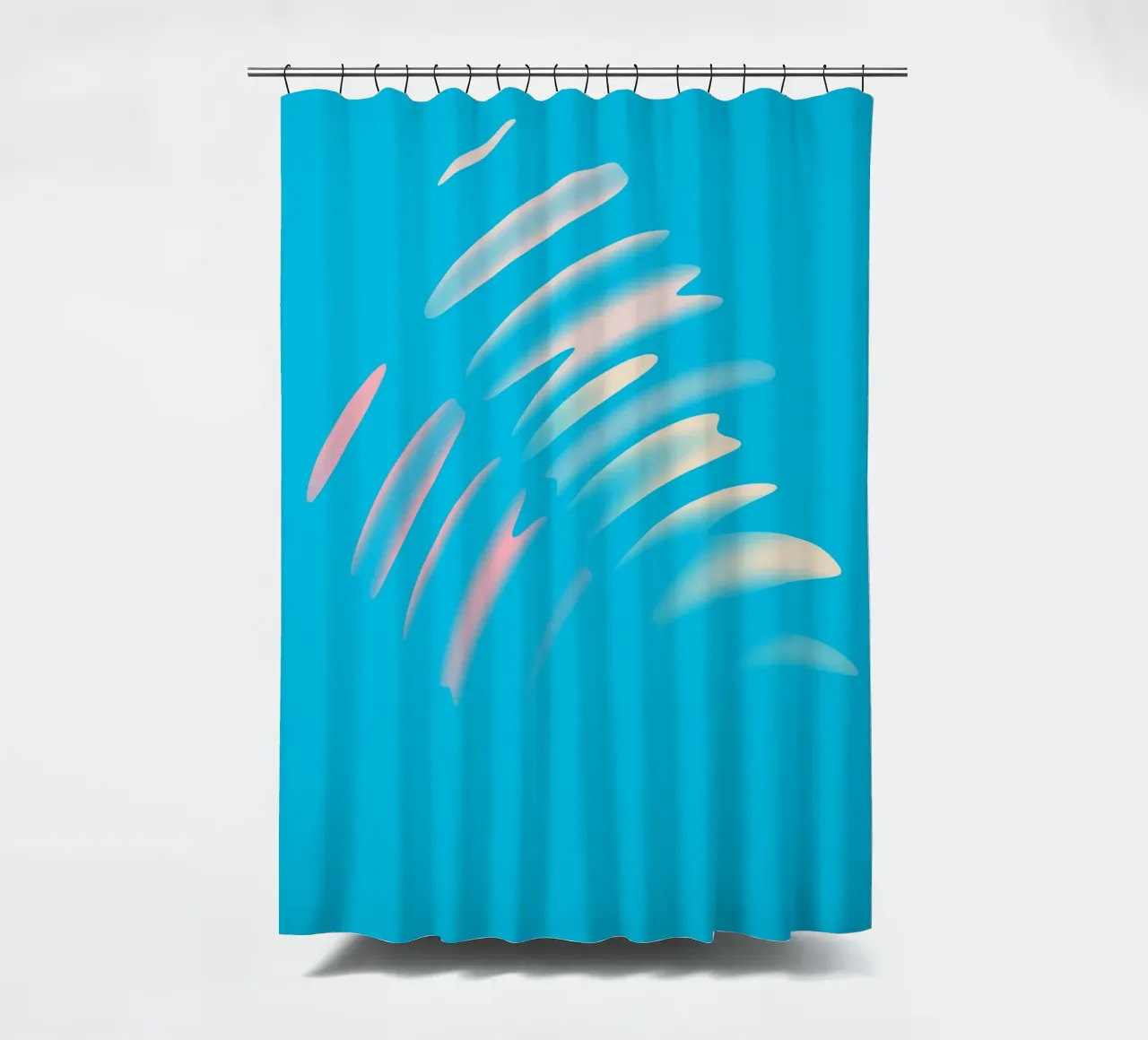 Abstract dynamic wave pattern in blue, white, pink shower curtain by Something for you